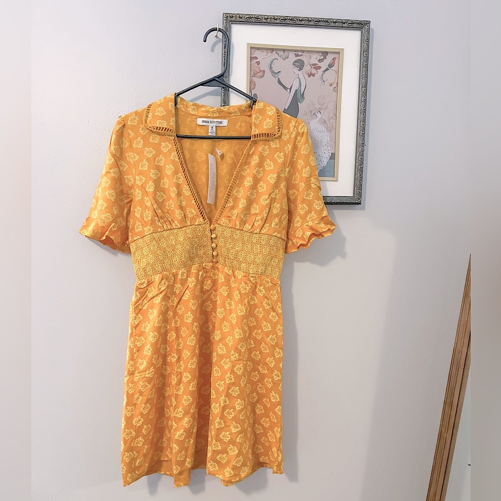 Beautiful Yellow Floral Mini Dress